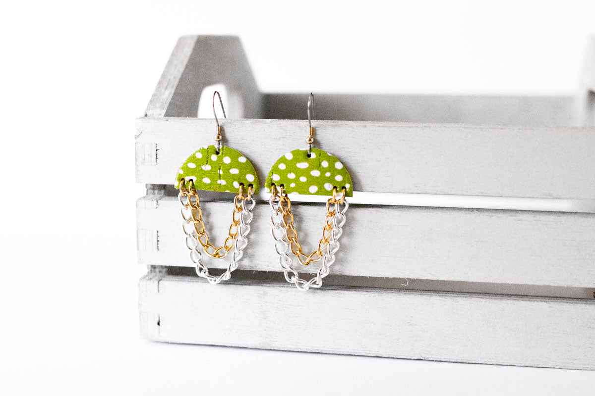 Leather Earrings / Chain Drop / La Palma Cork