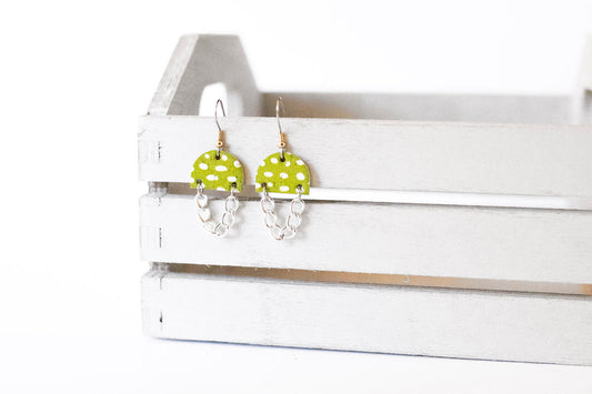 Leather Earrings / Mini Chain Drop / La Palma Cork