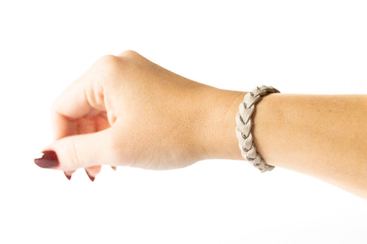 Braided Leather Bracelet / Bone