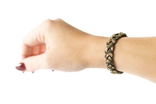 Braided Leather Bracelet / Golden Fern