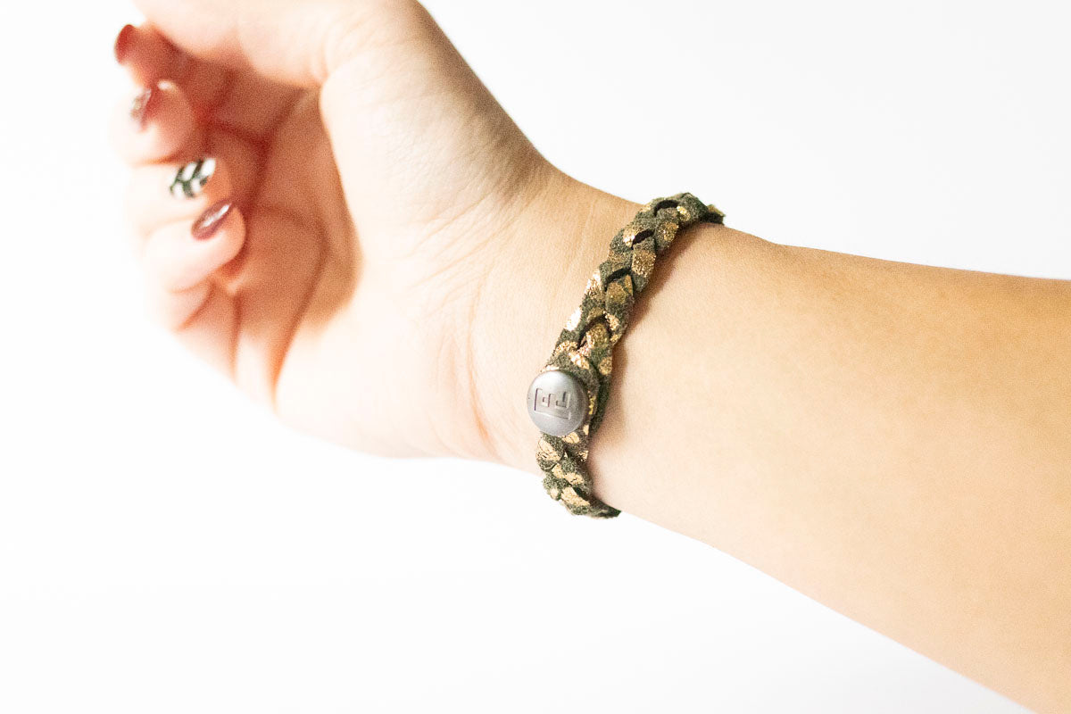 Braided Leather Bracelet / Golden Fern