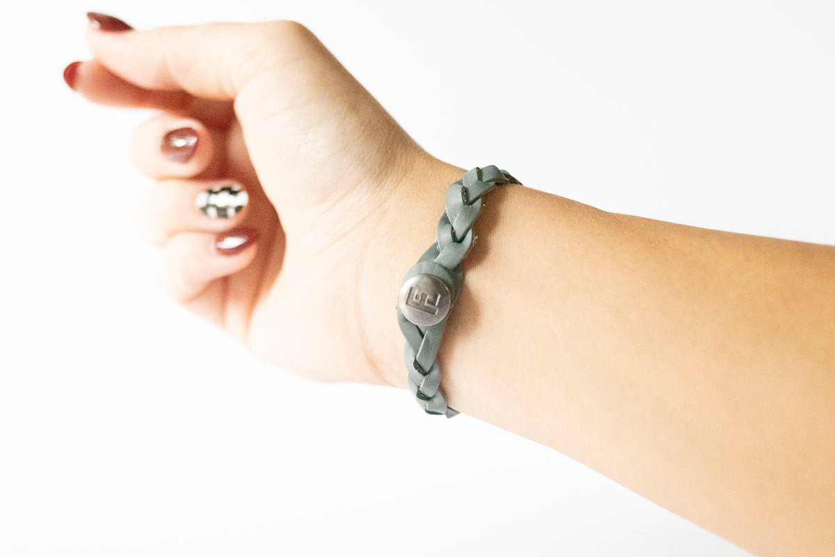 Braided Leather Bracelet / Stone Blue