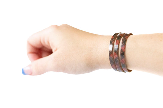 Leather Bracelet / Ultra Skinny Sliced Cuff / Tartan