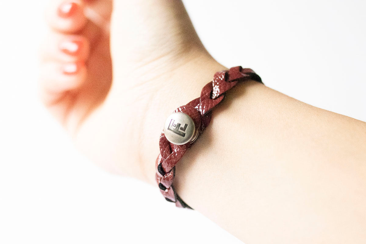 Braided Leather Bracelet / Cherry Sage