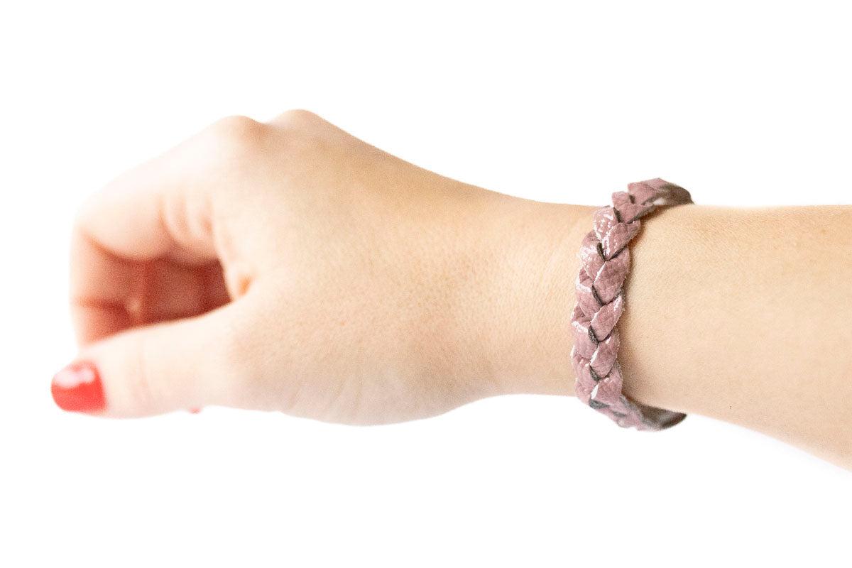 Braided Leather Bracelet / Desert Rose