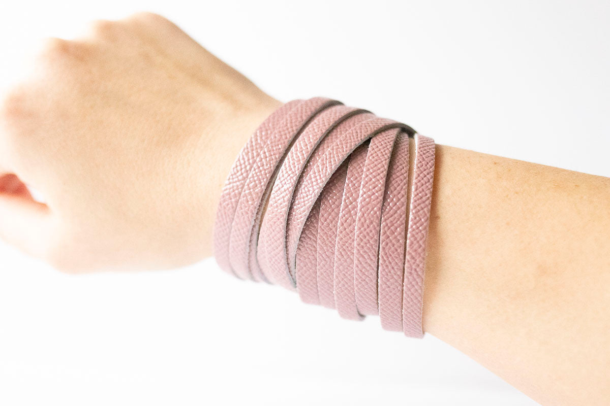 Leather Bracelet / Original Sliced Wrap Cuff / Desert Rose