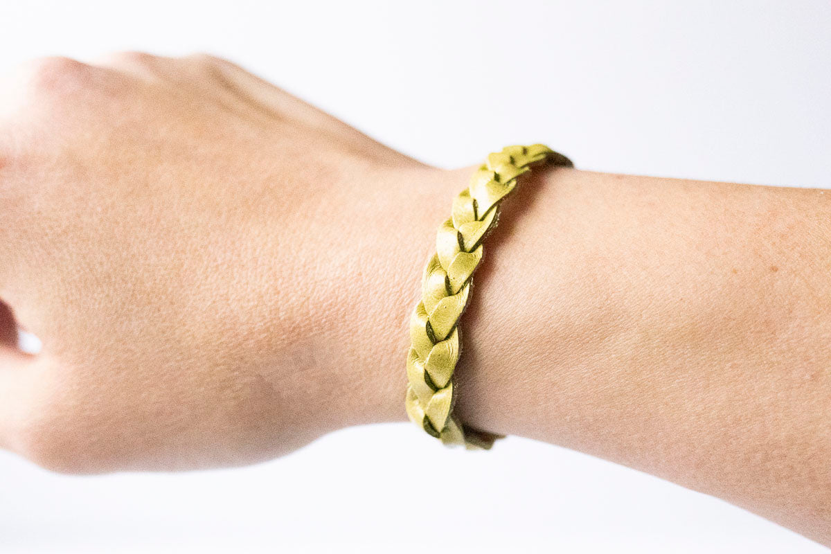 Braided Leather Bracelet / Prickly Pear