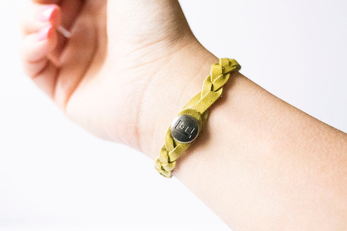 Braided Leather Bracelet / Prickly Pear