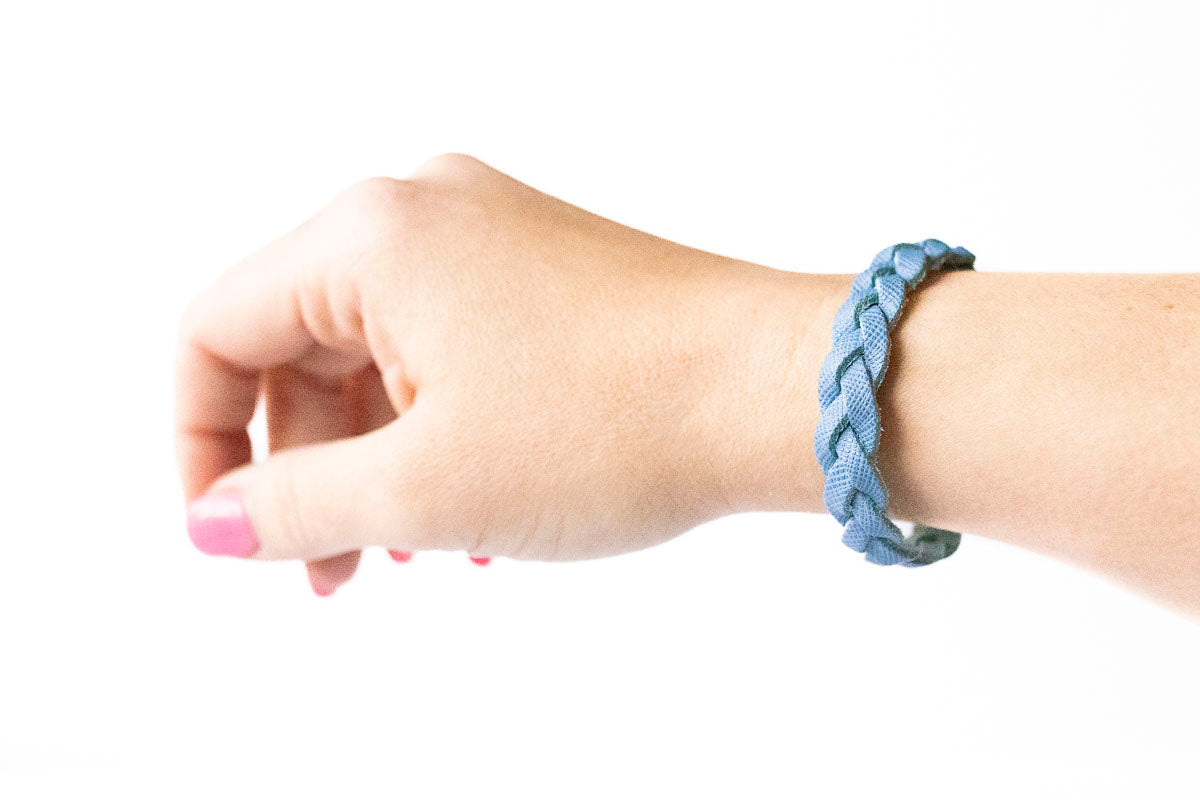 Braided Leather Bracelet / Cornflower Blue
