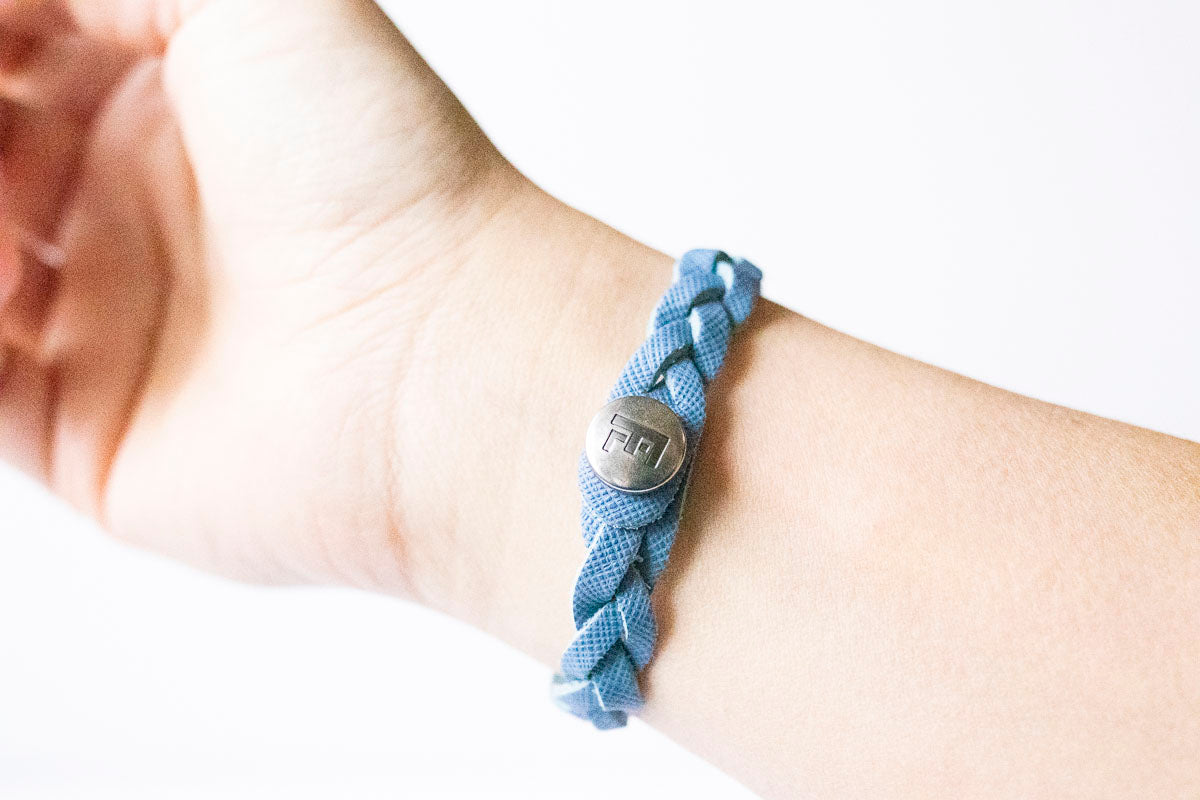 Braided Leather Bracelet / Cornflower Blue