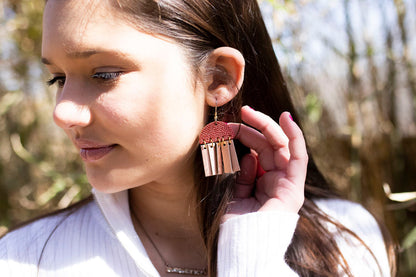 Leather Earrings / Cinque Luci / Art Deco Glam