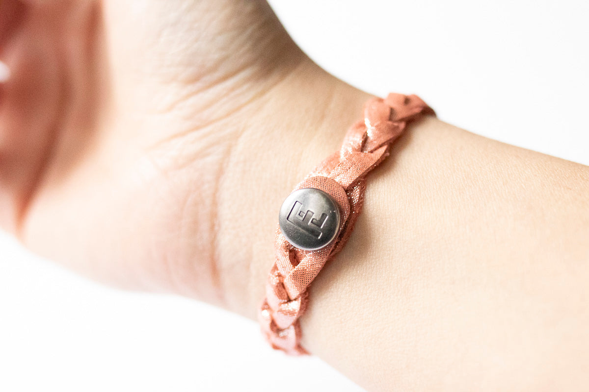Braided Leather Bracelet / Peach Shimmer