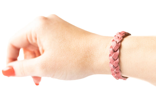 Braided Leather Bracelet / Berry Compote