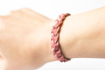 Braided Leather Bracelet / Berry Compote