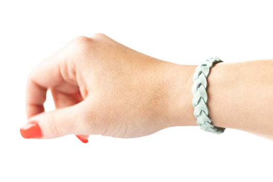 Braided Leather Bracelet / Cool Mint