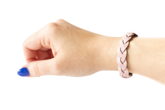 Braided Leather Bracelet / Cherry Blossom