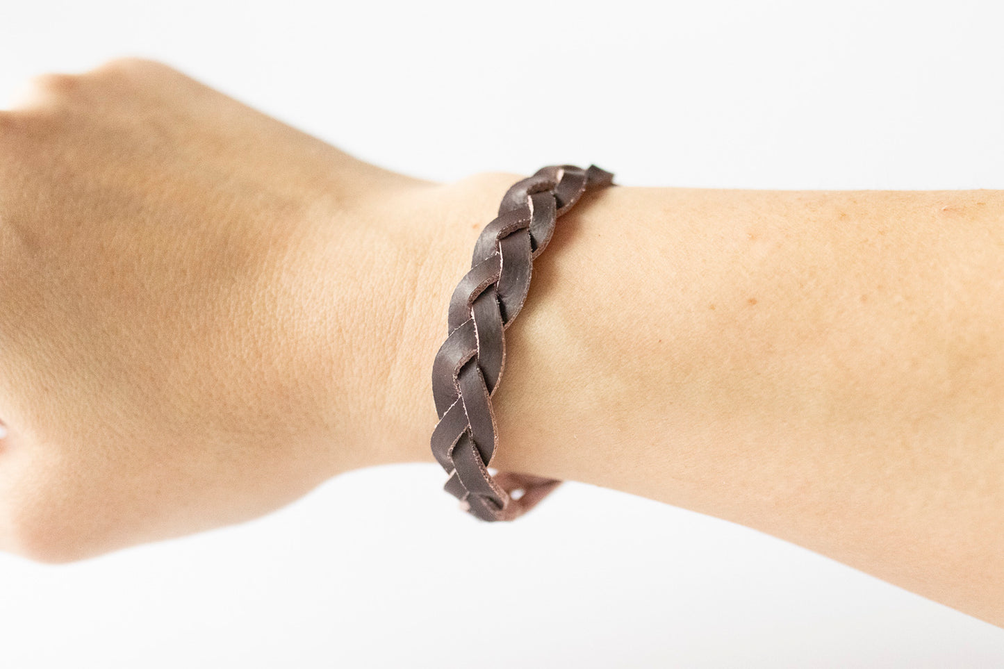 Braided Leather Bracelet / Cherry Blossom