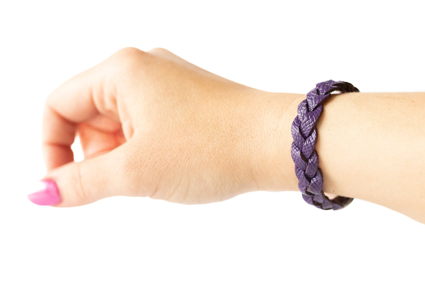 Braided Leather Bracelet / Aubergine
