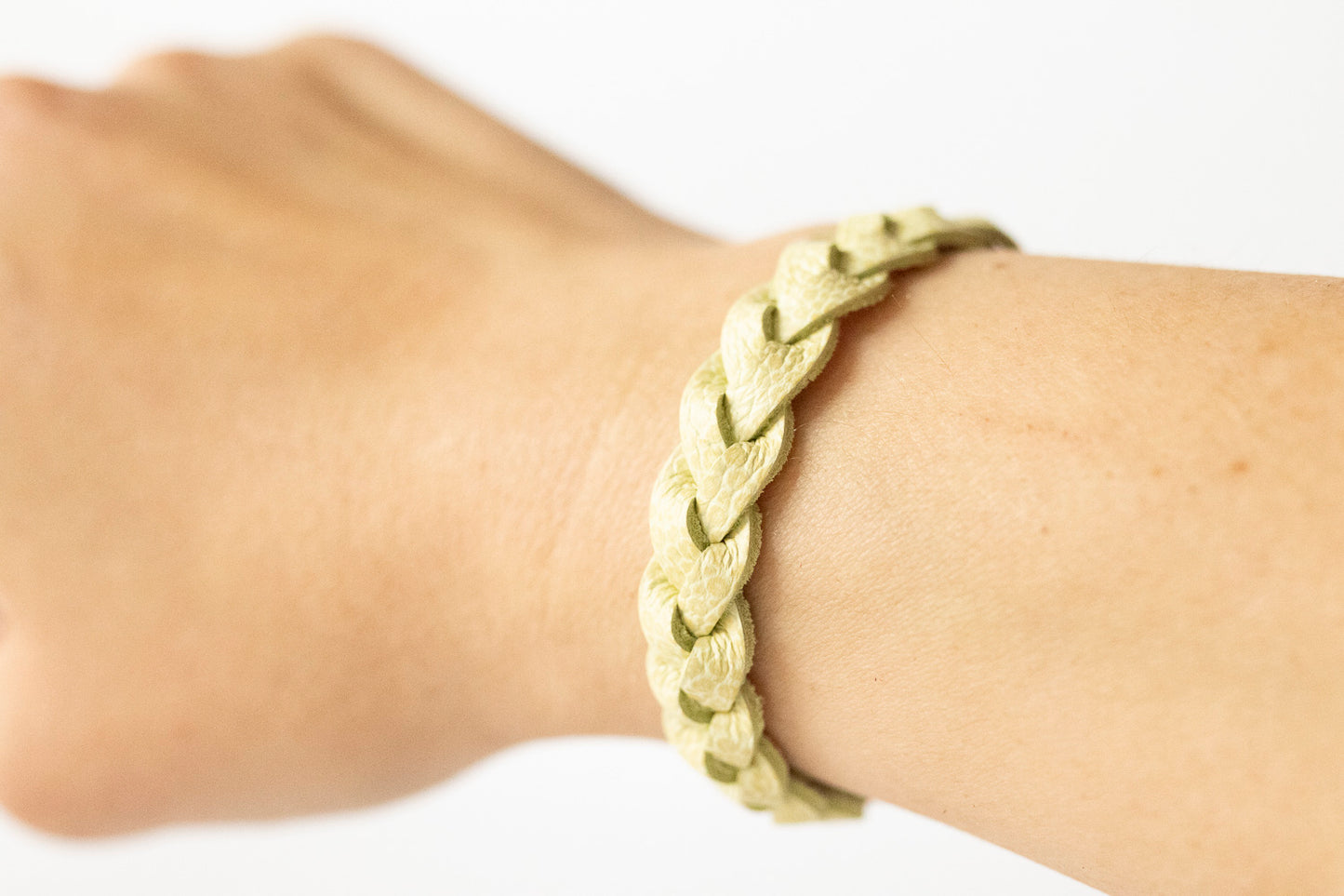 Braided Leather Bracelet / Lemon Seltzer