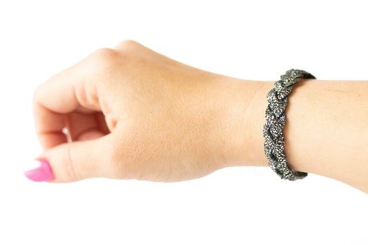 Braided Leather Bracelet / Disco Ball