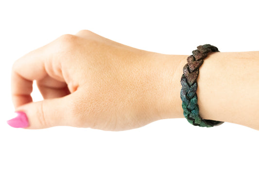 Braided Leather Bracelet / Nebula Cloud