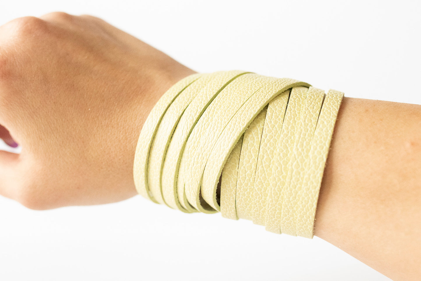 Leather Bracelet / Original Sliced Wrap Cuff / Lemon Seltzer