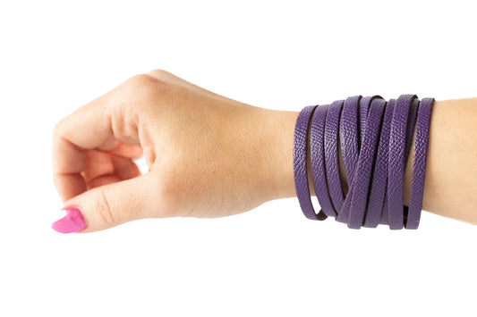 Leather Bracelet / Original Sliced Wrap Cuff / Aubergine