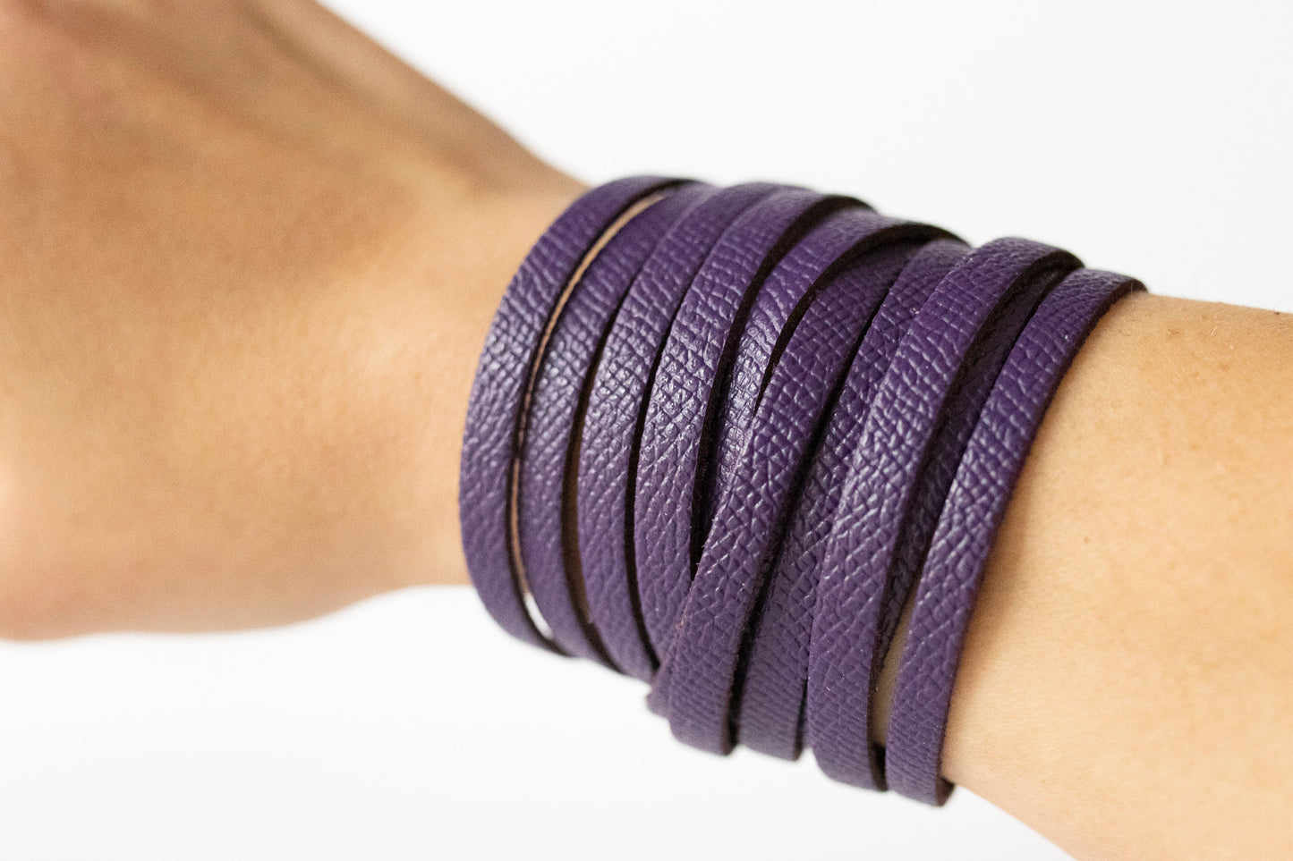 Leather Bracelet / Original Sliced Wrap Cuff / Aubergine