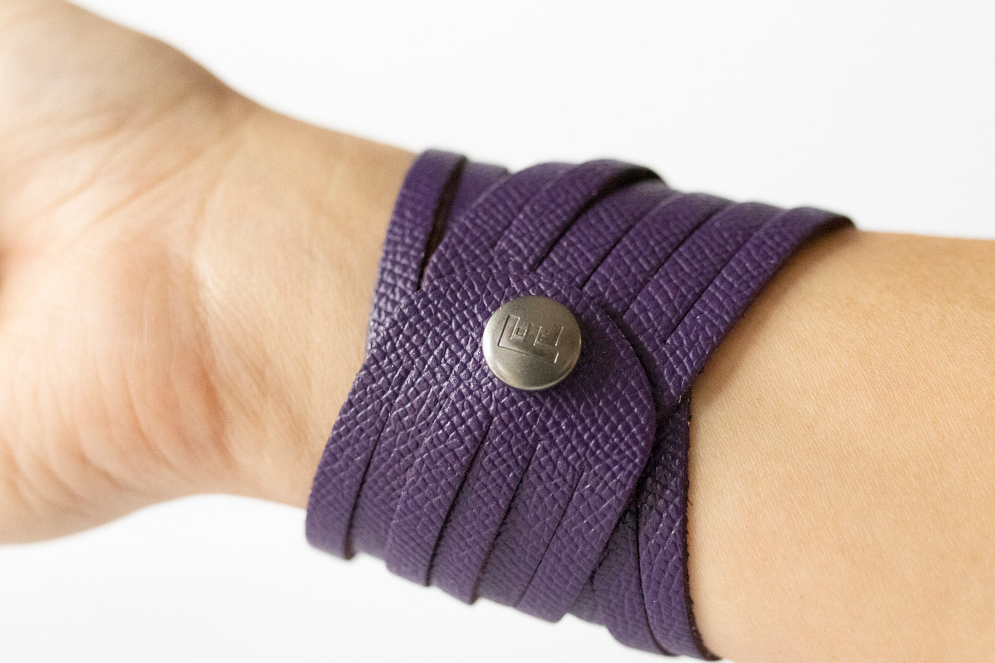 Leather Bracelet / Original Sliced Wrap Cuff / Aubergine