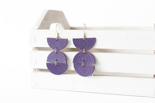 Leather Earrings / Mila / Aubergine