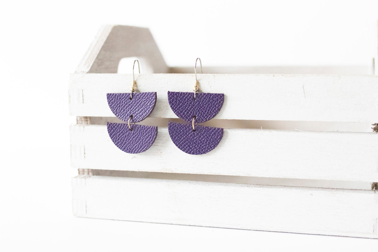 Leather Earrings / Demi Luna / Aubergine
