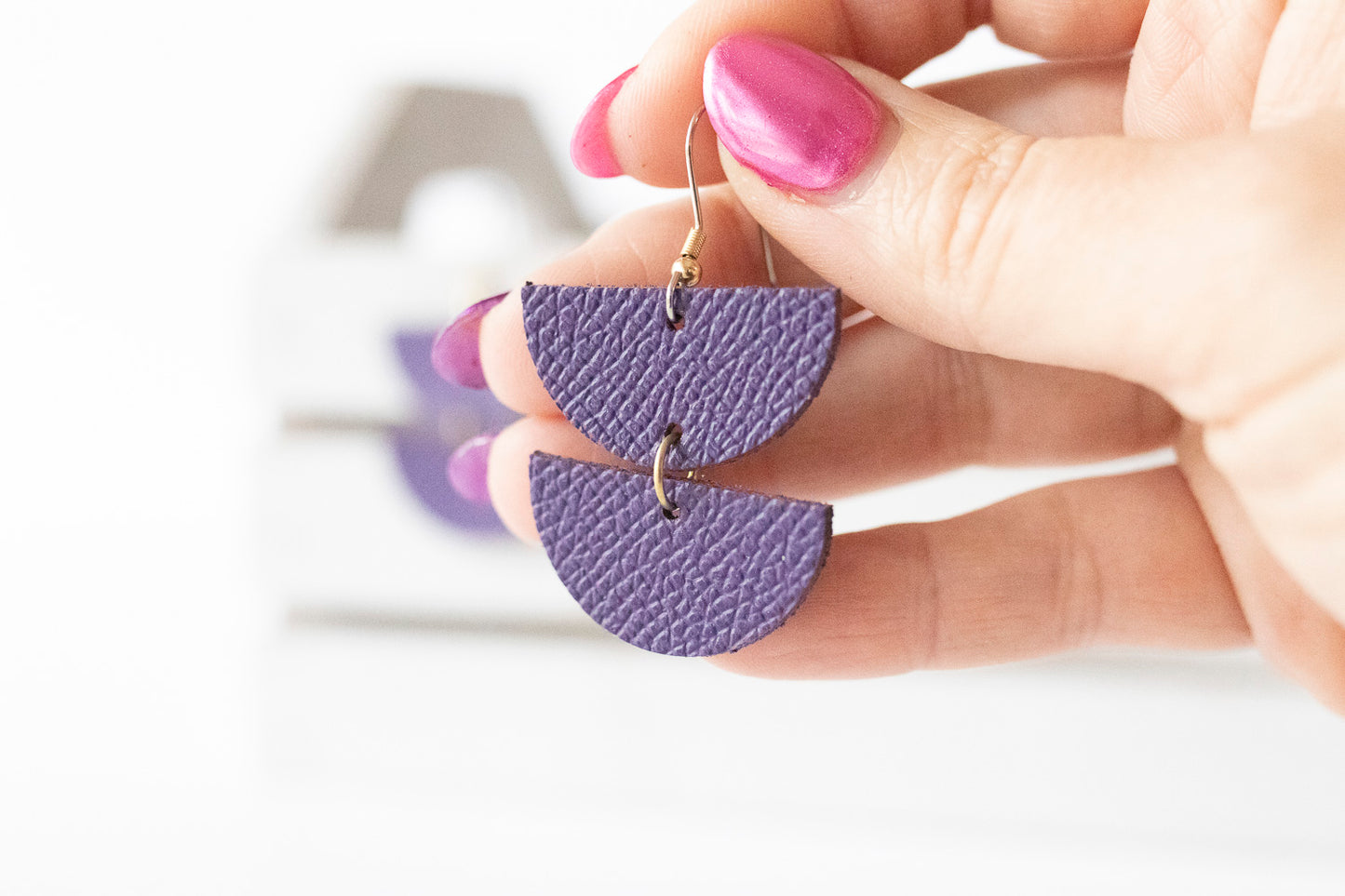 Leather Earrings / Demi Luna / Aubergine