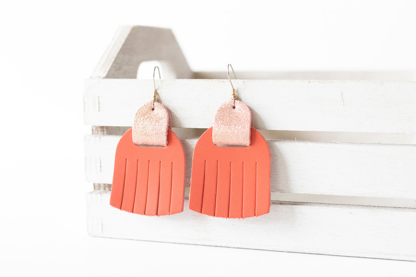Leather Earrings / Fringies / Blaze & Dark Rosegold