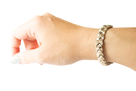 Braided Leather Bracelet / Gold Crackle