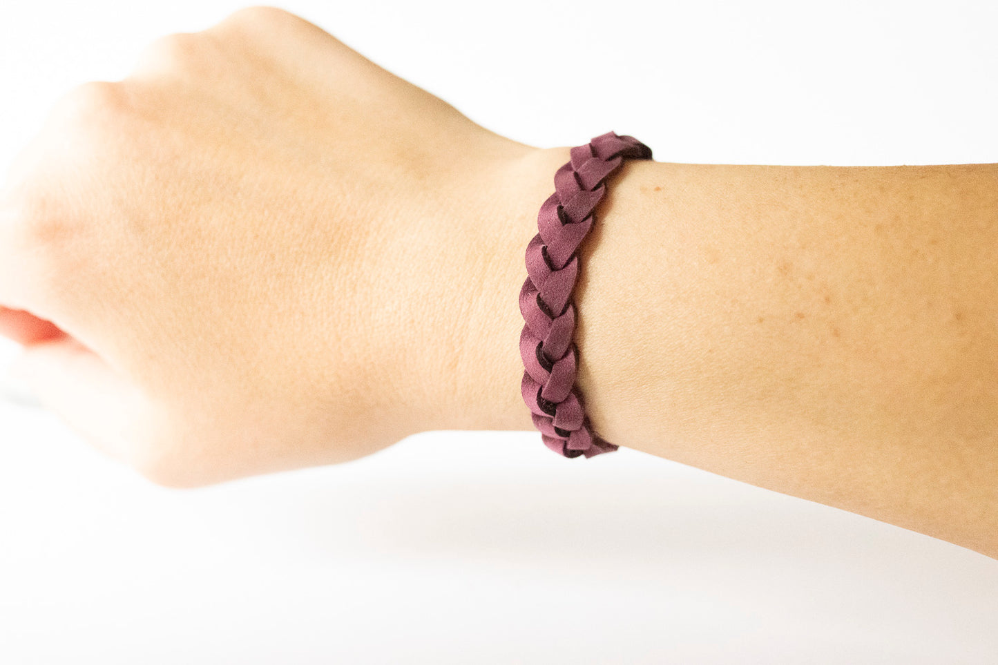 Braided Leather Bracelet / Purple Wine
