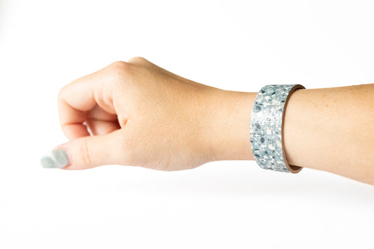 Leather Bracelet / Slim Cuff / Ocean Terrazzo Cork