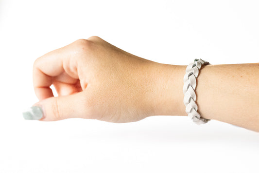 Braided Leather Bracelet / Whipped Cream