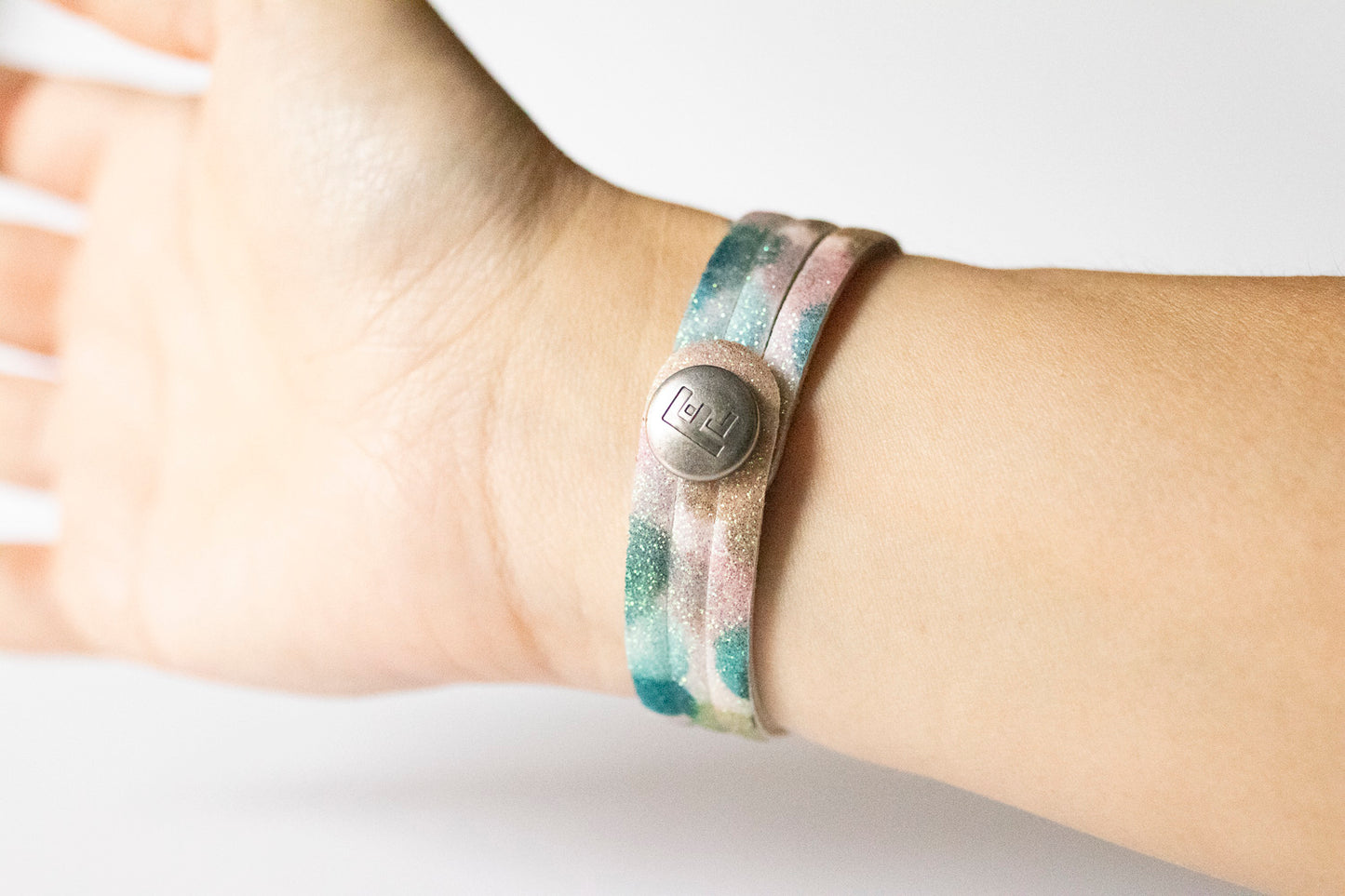 Leather Bracelet / Ultra Skinny Sliced Cuff / Sparkle Sky