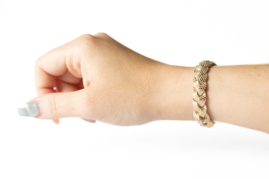 Braided Leather Bracelet / Golden Disco