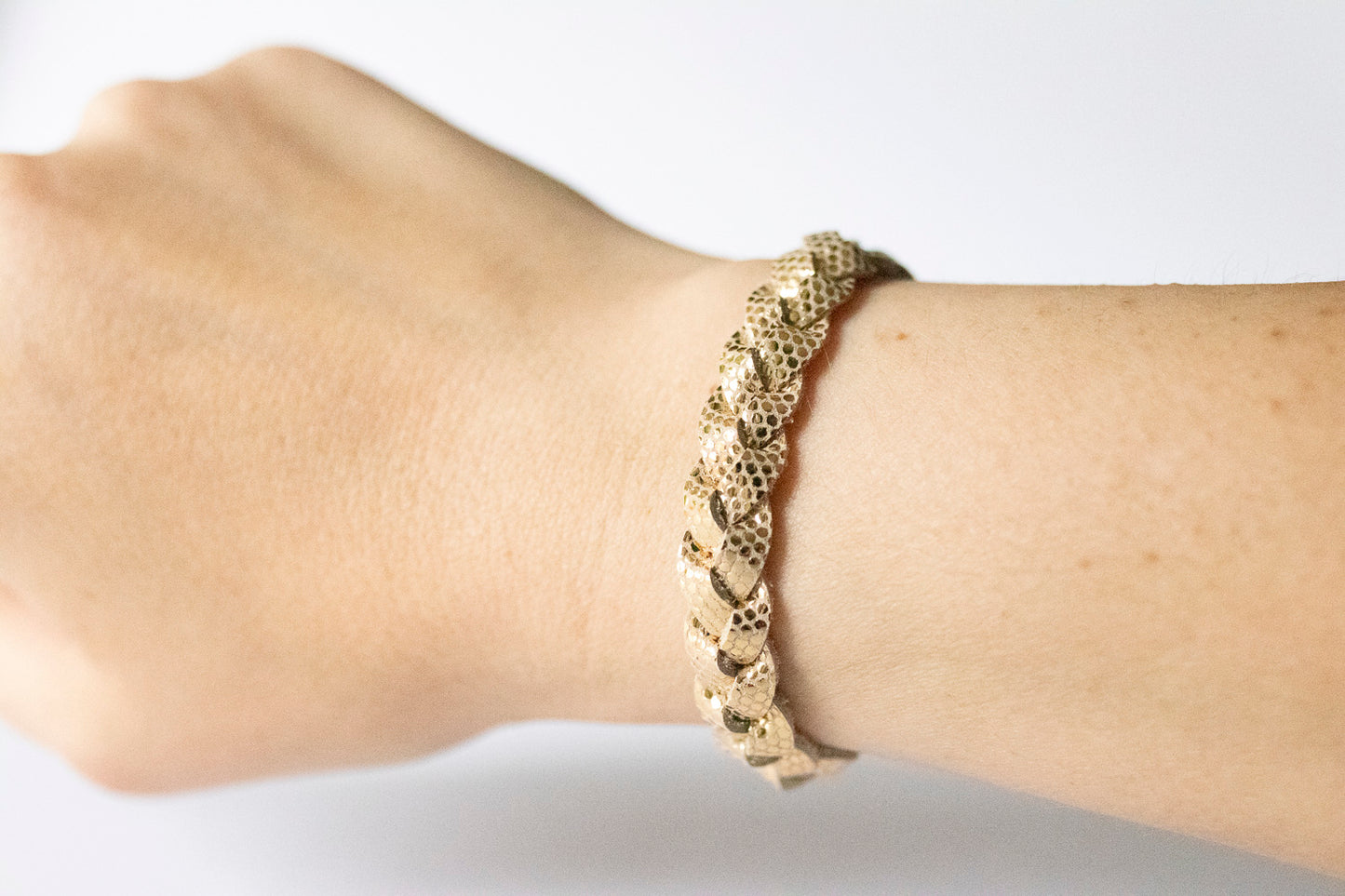 Braided Leather Bracelet / Golden Disco