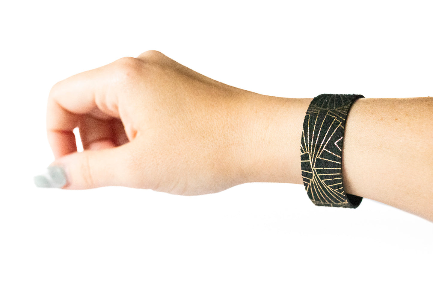 Leather Bracelet / Slim Cuff / Art Deco Glam