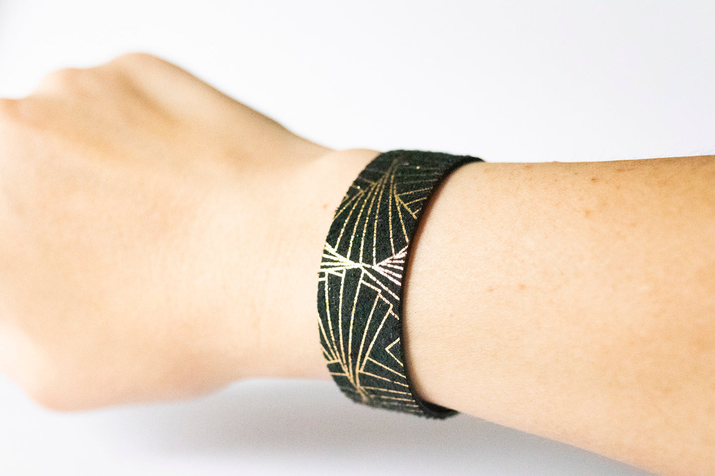Leather Bracelet / Slim Cuff / Art Deco Glam