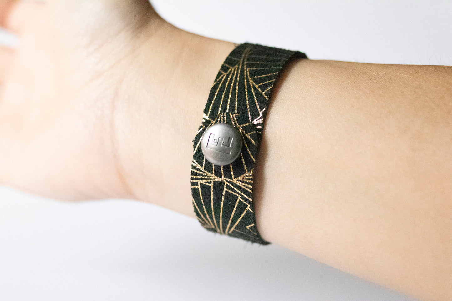 Leather Bracelet / Slim Cuff / Art Deco Glam