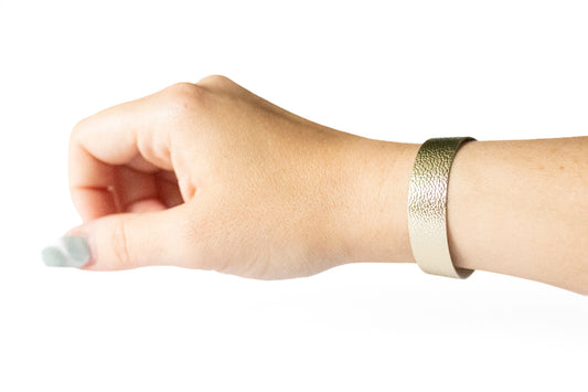 Leather Bracelet / Skinny Slim Cuff / Champagne Gold