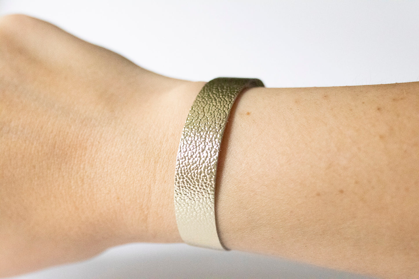 Leather Bracelet / Skinny Slim Cuff / Champagne Gold