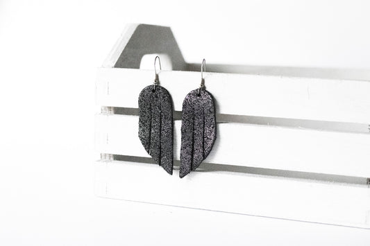 Leather Earrings / Mini Fringe / Outer Space