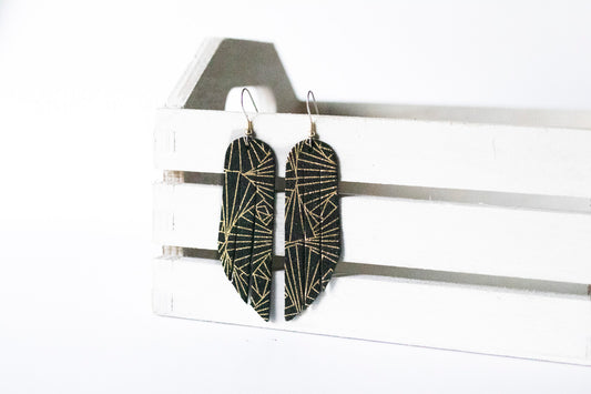 Leather Earrings / Fringe / Art Deco Glam