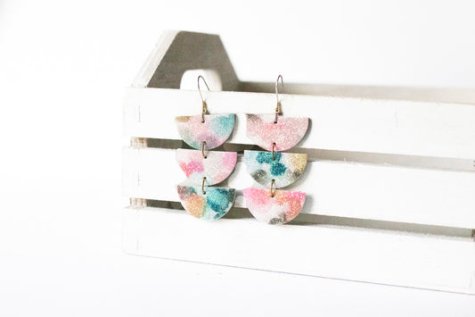 Leather Earrings / Tri Luna / Sparkle Sky