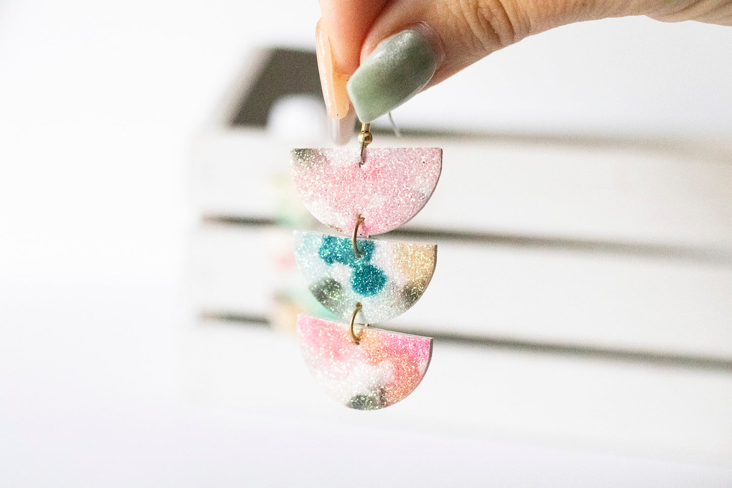 Leather Earrings / Tri Luna / Sparkle Sky
