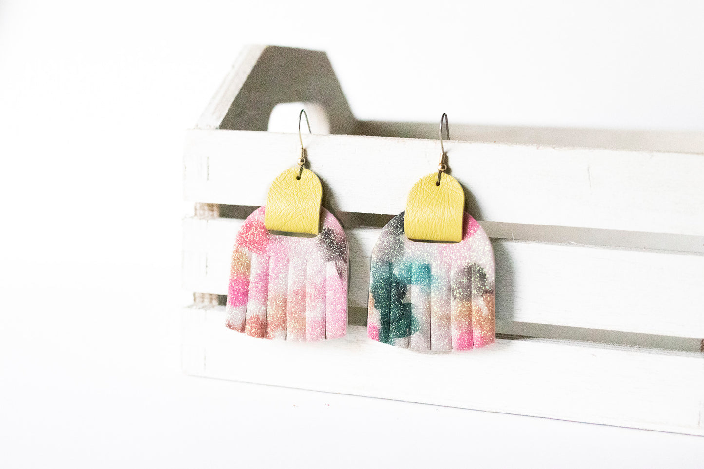 Leather Earrings / Fringies / Sparkle Sky & Margarita